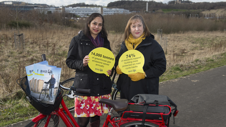 Bike Life Edinburgh 2019, Sustrans Director of Urbanism Daisy Narayanan and City of Edinburgh Council Transport Convener Lesley Macinnes launch the new report
