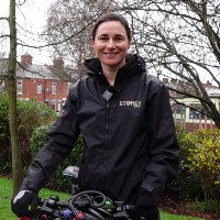 Dame Sarah Storey with her bike at Catherine Junior School in Leicester for the launch of FRideDays Bike Bus