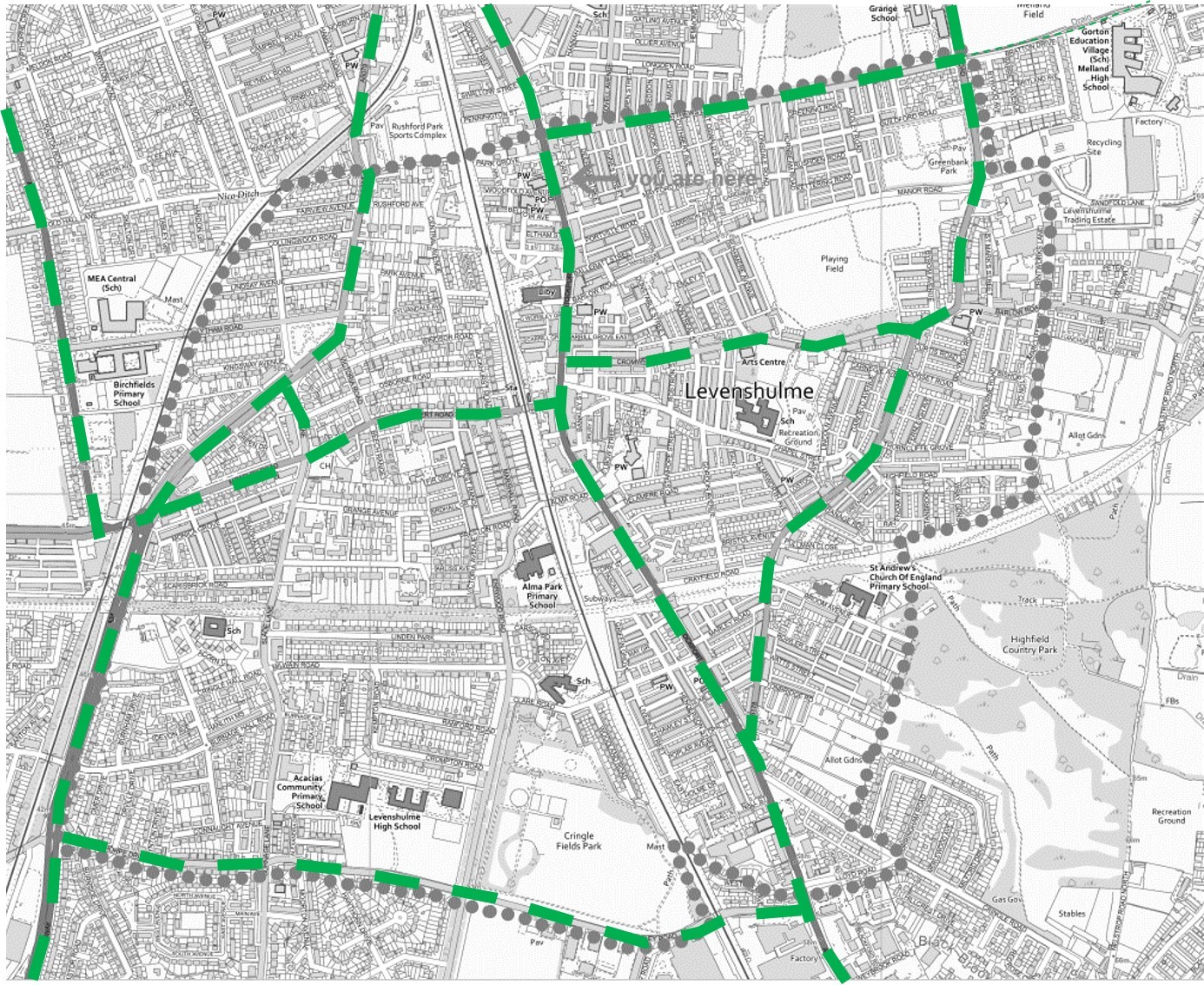 Map showing low traffic neighbourhood boundary examples